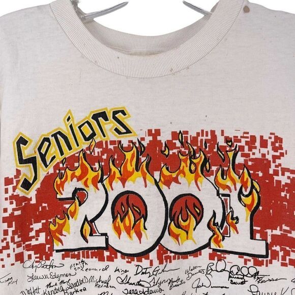 Sallisaw Highschool 2001 Senior Class T-Shirt Signature Y2K Funny Small Vintage - Picture 3 of 5